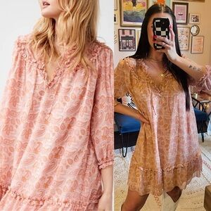 Aritzia Wilfred Amandine Paisley Long Sleeve Peasant Dress